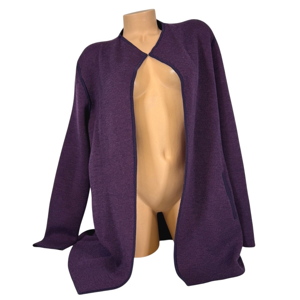 Talbots Merino Wool Women's Size XL Open Front Cardigan Sweater Purple‎ Pockets